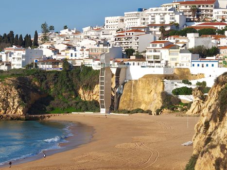 Beautiful and empty cityscape of Albufeira at the Algarve coast of Portugal