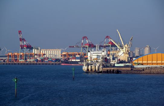 TAICHUNG, TAIWAN -- JANUARY 1, 2014: A partial view of Taichung Port, which is now the second-largest port in Taiwan after Kaohsiung Port.