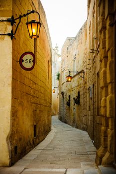 An alley in the old city of Mdina, Malta