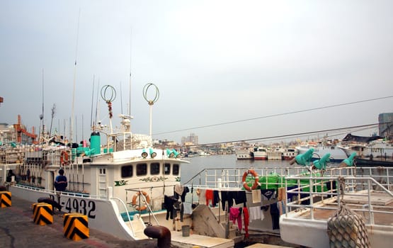 DONGGANG, TAIWAN, APRIL 28: Fishing boats at Donggang harbor prepare for the start of the yearly bluefin tuna fishing season on April 28, 2012 in Donggang.