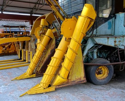 KAOHSIUNG, TAIWAN -- AUGUST 19, 2017: Vintage agricultural equipment that was used to harvest sugar cane.
