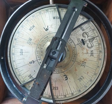 KAOHSIUNG, TAIWAN, -- DECEMBER 22, 2018: An vintage compass rose at the old lighthouse on Chijin Island.