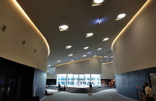 KAOHSIUNG, TAIWAN -- APRIL 14, 2019: The interior public areas of the recently completed National Center for the Performing Arts located in the Weiwuying Metropolitan Park