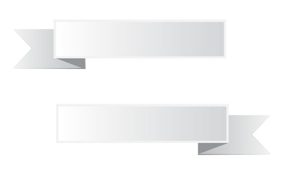 gray ribbon banner on white background. white ribbon banner. white banner sign. two white ribbon banner.
