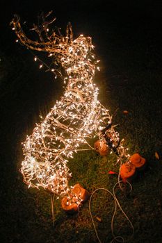 LED lamps that are tangled in deer shape.
