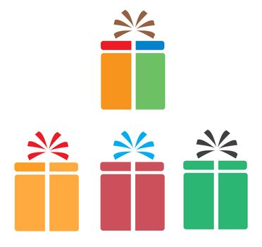 set gift box icon on white background. flat style design. set gift box sign.