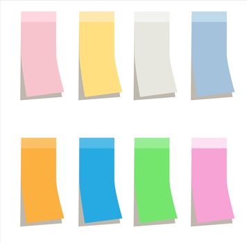 multicolor sticky paper note on white background. multicolor sticky note sign.