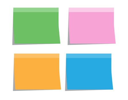 multicolor sticky paper note on white background. multicolor sticky note sign.