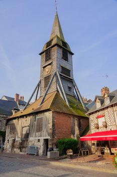 View of the old Bell tower of the Church of Saint Catherine, Honfleur, Normandy, France