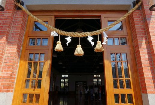 KAOHSIUNG, TAIWAN -- APRIL 29, 2017: The entrance to the Wu De Martial Arts Hall, which was originally built by the Japanese colonial government in 1924.
