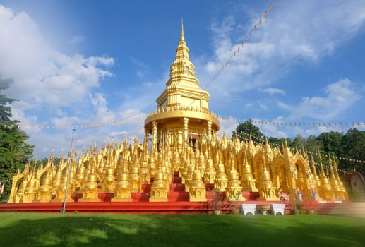  "Phra Maha Rattana Loha Jedi Sri Sasana Phothisat Sawang Boon" Wat Pa Sawang Boon is located in Ban Klong Phai, Kaeng Khoi district in Saraburi province Thailand. with a large pagoda in the middle and the diameter of 50 meters, with 9 floors which the small pagoda 500 parts are cascaded down.