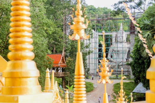  "Phra Maha Rattana Loha Jedi Sri Sasana Phothisat Sawang Boon" Wat Pa Sawang Boon is located in Ban Klong Phai, Kaeng Khoi district in Saraburi province Thailand. with a large pagoda in the middle and the diameter of 50 meters, with 9 floors which the small pagoda 500 parts are cascaded down.