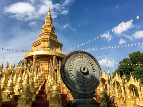  "Phra Maha Rattana Loha Jedi Sri Sasana Phothisat Sawang Boon" Wat Pa Sawang Boon is located in Ban Klong Phai, Kaeng Khoi district in Saraburi province Thailand. with a large pagoda in the middle and the diameter of 50 meters, with 9 floors which the small pagoda 500 parts are cascaded down.