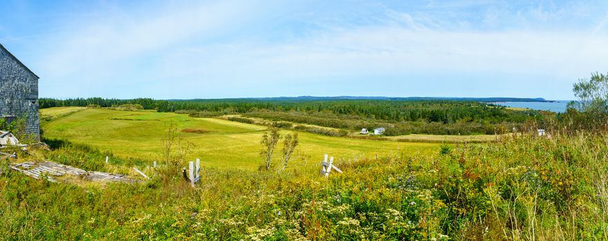 Panoramic view of countryside in Gardner Creek, New Brunswick, Canada