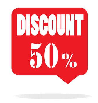 discount 50 percent on white background. special offer sale red tag. discount offer.