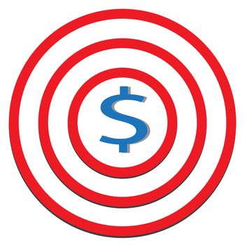 dollar target icon on white background. dollar target sign. 