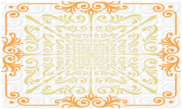 digital textile design of gold ornament art with border