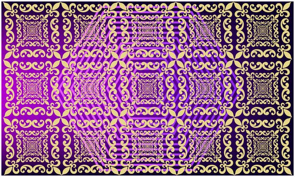 digital textile design of gold ornament art