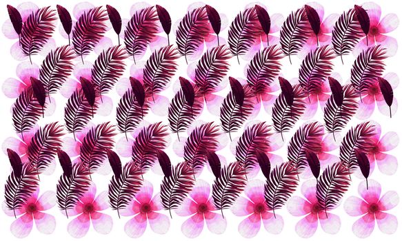 digital textile design of flowers and leaves