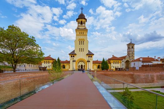 Bell Tower of Coronation Cathedral in Alba Carolina Citadel, Alba Iulia, Romania