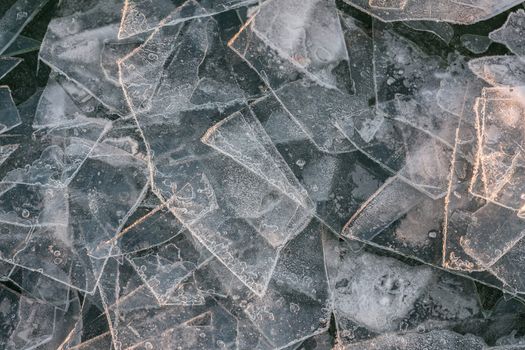 Blocks of ice on the lake Balaton of Hungary