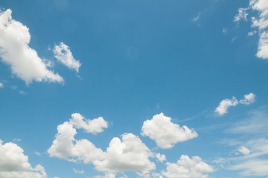 Blue sky with white cloud on summer time as Natural Environment for use as Background.