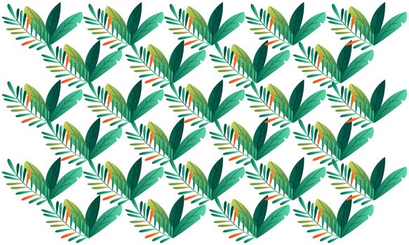 digital textile design of various leaves