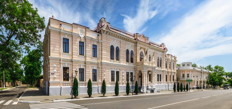 Izmail, Ukraine 06.07.2020. Old palace on the Suvorov Avenue in the city of Izmail, Ukraine, on a sunny summer day