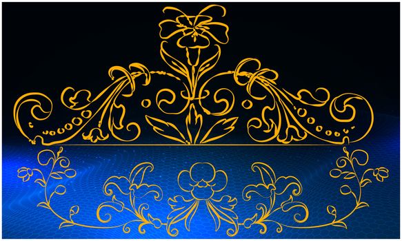 digital textile design of gold art