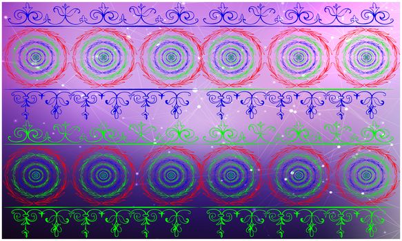 digital textile design on neon art on abstract background
