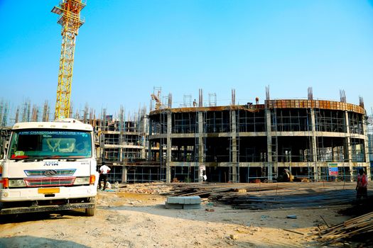 Hyderabad, India - June 2019 : new construction of building in Hyderabad