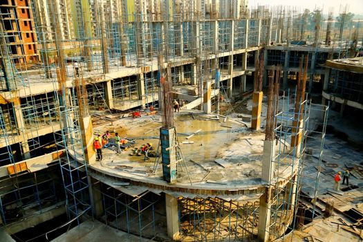 ranchi, India - march 2018 : Top View of new construction of building in ranchi