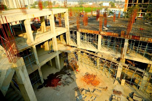mumbai, India - march 2018 : Top View of new construction of building in mumbai