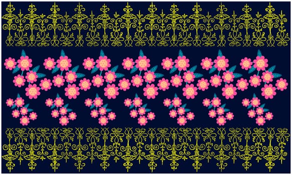 digital textile design of floral art