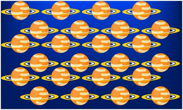 digital textile design of several Saturn planets on abstract background