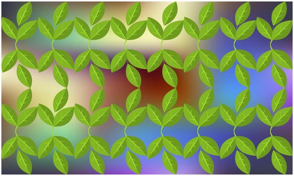 digital textile design of green leaves on abstract background