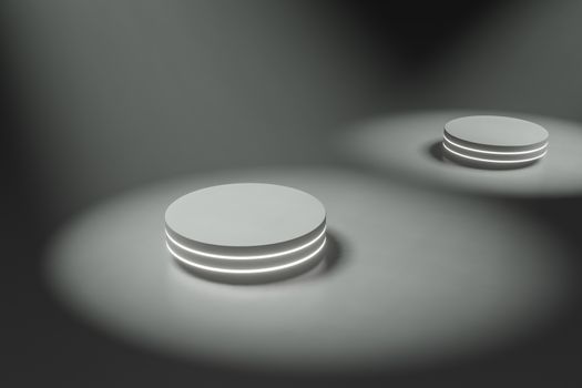 Product stand Podium, Future or sapce concept , stage light 3D Rendering.