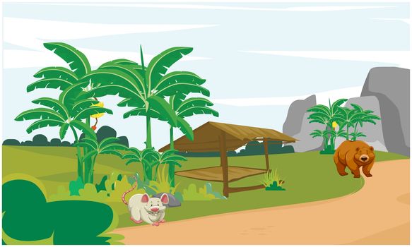 animals are playing in natural garden