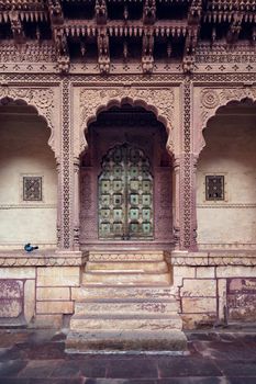 Arched gateway in Mehrangarh fort example of Rajput architecture. Jodhpur, Rajasthan, India