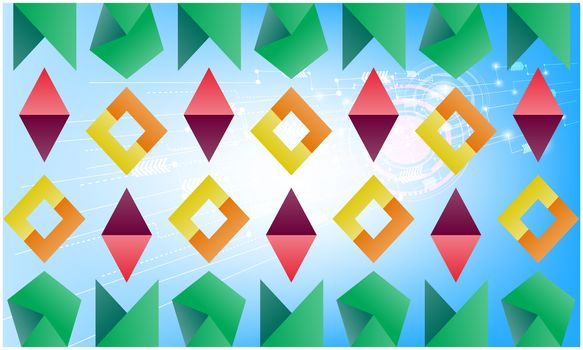 digital textile design of polygon art on abstract background