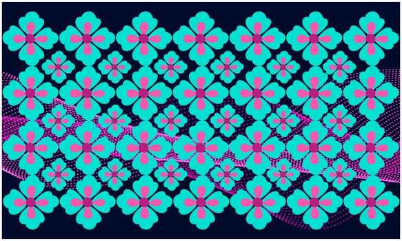 digital textile design of flowers and leaves on abstract background