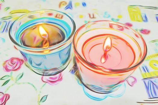 burning candle on a white background