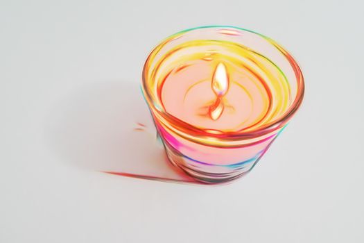 burning candle on a white background