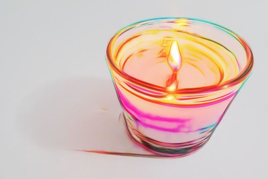 burning candle on a white background