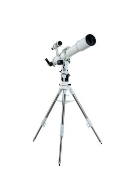 telescope on a tripod isolated on white background with clipping path