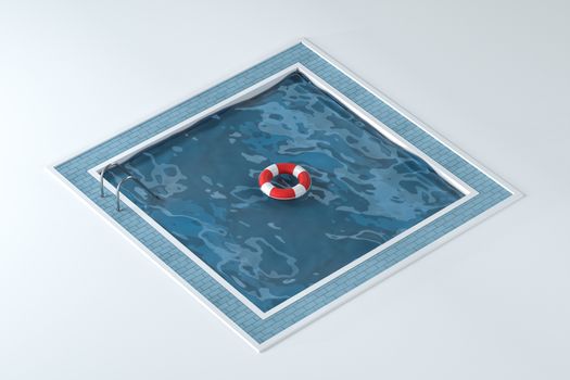 A swimming pool with white background, 3d rendering. Computer digital drawing.