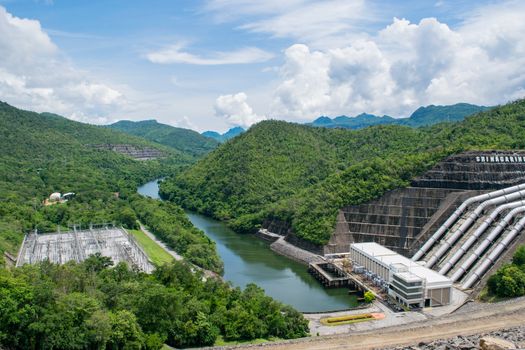 View around Srinakarin Dam is located at Ban Chao Nen, Tha Kradan District Si Sawat District Kanchanaburi, Thailand.