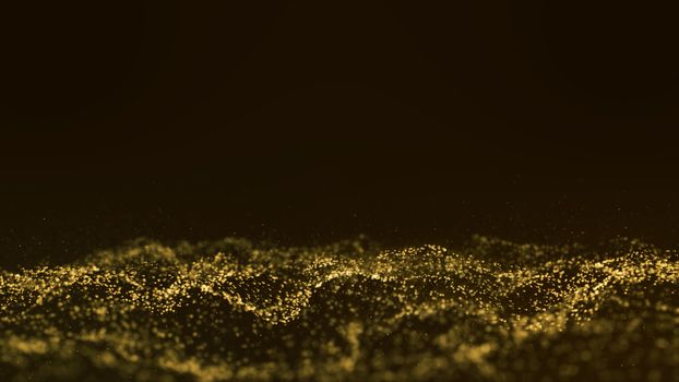 Particle background Sparkling gold Has a bright shine Sparkling, beautiful, glowing Brightness of abstract in wave motion In space and universe