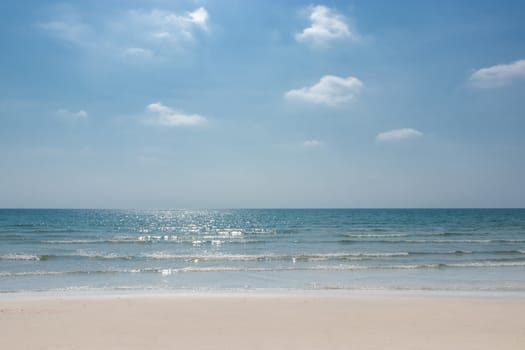 landscape of summer tropical beach. beautiful seascape with sand , sea and sky.