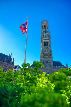 The Belfry of Bruges located in the Market Square of Bruges (Brugge), Belguim.